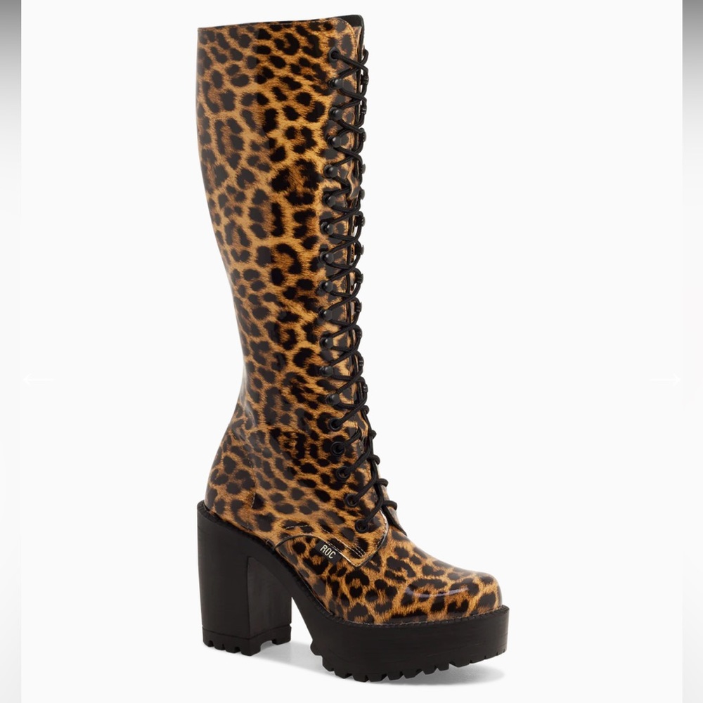 ROC Lash Boots in Tan/Leopard Patent